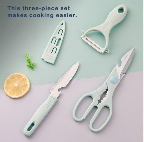 Three-piece set of peeling scissors for kitchen